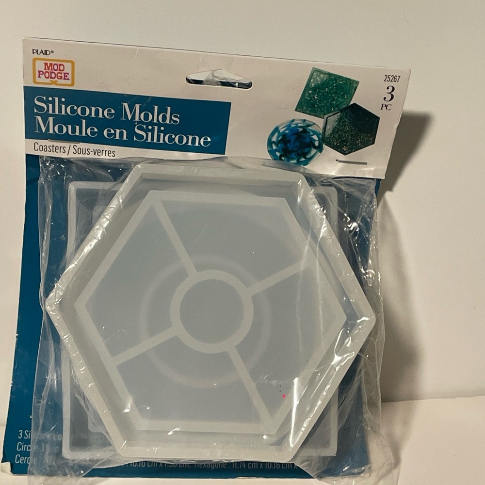 Mod Podge Silicone Mold For Coasters 3 Pack Circle Square Hexagon New